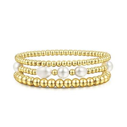 Badu Gold Beaded Bracelets for Women Boho Crystal Multiple Layered Stackable Wrap Bangle Set Paperclip Chain Trendy Jewelry - color: Gold-3Pcs-Pear2