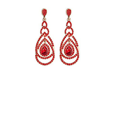 Cute Hollow Crystal Rhinestone Teardrop 8-Shaped Long Dangle Earrings for Women Fashion Strand Jewelry - style: Style10