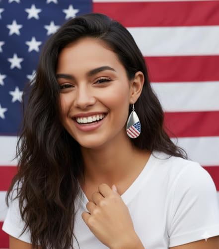 4th of July Earrings,Patriotic Dangle Stud for Women, Fourth of July Jewelry for Veterans Day - color: D