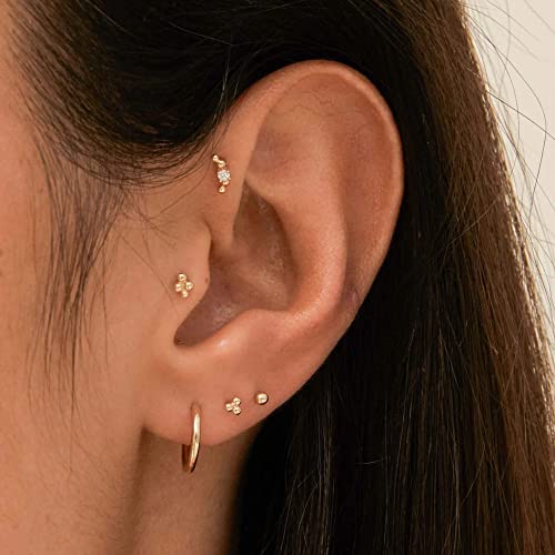 KISSPAT 6 Pairs Small Gold Stud Earrings Set for Women Hypoallergenic Silver post Tiny Stud Earrings Multiple Pack - color: C