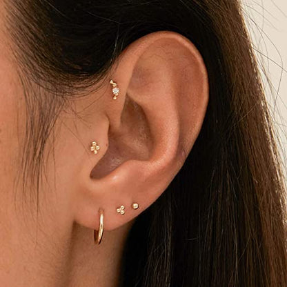 KISSPAT 6 Pairs Small Gold Stud Earrings Set for Women Hypoallergenic Silver post Tiny Stud Earrings Multiple Pack - color: C