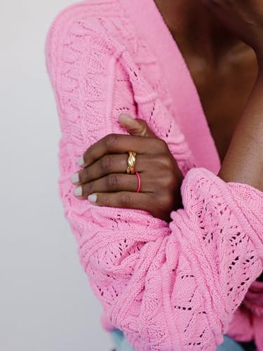 Hey Harper Gold Ring for Women - Gold Plated Stacking Waterproof & Sweatproof Jewerly Ring - Everday Non Tarnish Cute Fashion Circle Rings - style: Donna Ring