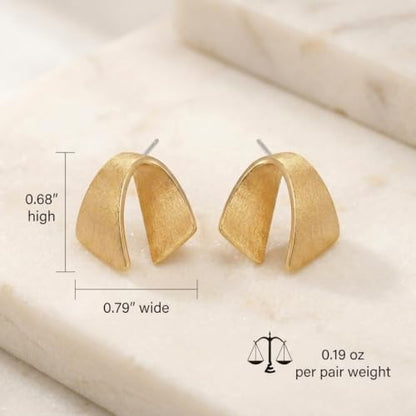 Jean Beau Chunky Gold Stud Earrings for Women Trendy Gold Plated Dangle Drop Prom Birthday Fashion Office Jewelry Gift - color: Gold Ribbon
