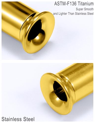 Astm F136 Titanium Heart CZ Ear Gauges Screw Fit Flesh Tunnels Plugs Gauges Earring Expander Stretcher Ear Tunnels For Ears 10G 8G 6G 4G 2G 0G 00G Plug Earrings Piercing Jewelry For Women Men - color: 8G Gauges, Gold