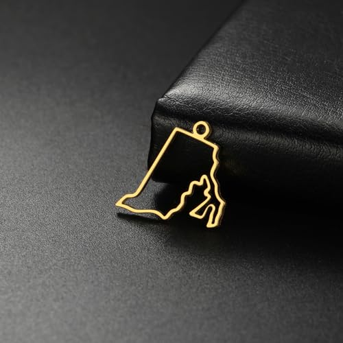 kkjoy 5Pcs Hollow Continents Maps of USA Pendant Charms for Jewelry Making and Crafting, Stainless Steel Mini Charm Craft Supplies Accessories for DIY Bracelet Necklace Earrings - color: Hollow Rhode Island Map - Gold