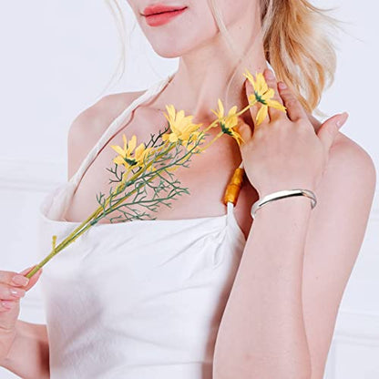 Womens Bangle 8MM Stainless Steel Bracelet Oval Polished Finish Cuff Bangle 6.7" - color: B2-Customize-Silver