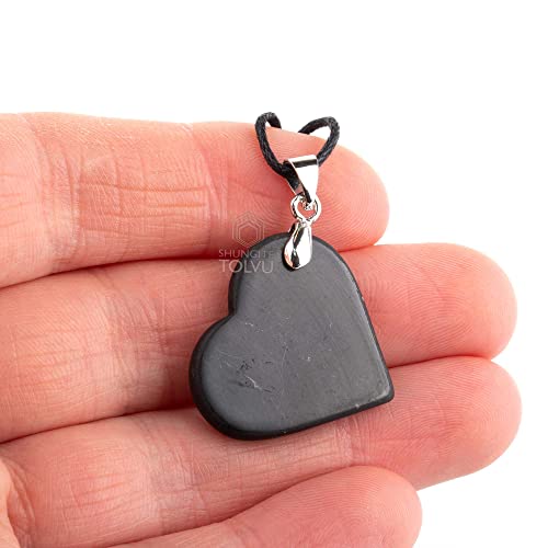 Shungite Pendants - Various Geometric Shapes - Authentic Stone - Certified - style: Heart