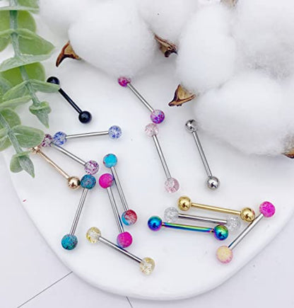 30-200Pcs 14G Surgical Steel Tongue Rings for Women Stainless Steel Nipple Rings Barbell Body Piercing - color: A: 30pcs