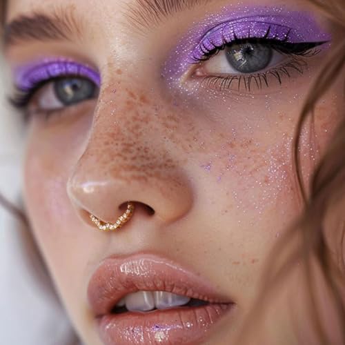 BodyBonita 16G Cloud Hinged Septum Rings - G23 Titanium Nose Rings Hoops Clicker Septum Jewelry CZ Nose Piercings Helix Tragus Rook Daith Earrings for Women Men Silver/14K Gold Plated 8mm - color: Gold-Cloud Shape