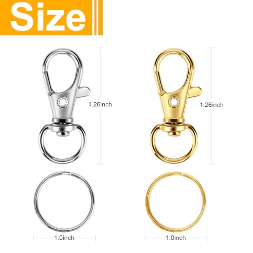 60PCS Keychain Making Supplies, Lobster Claw Clasp with Key Rings, Keychain Making kit Including 30PCS Keychain Clip Hooks and 30PCS Key Chain Rings for Crafts