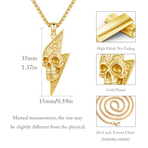 Skull Necklace for Men Women Gothic Skull Necklace for Men Women - style: 14K Skull necklace