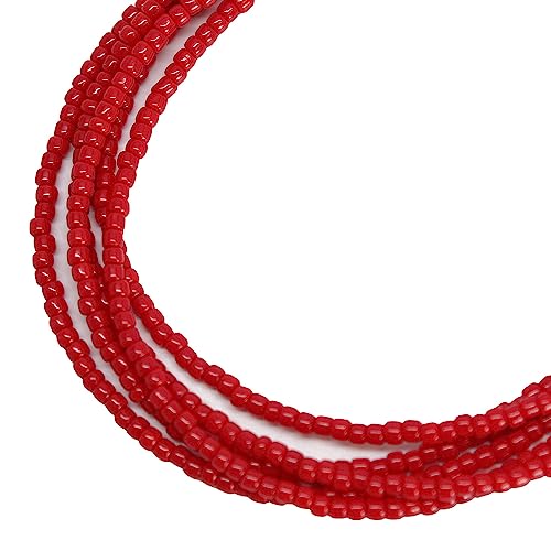 Kathy Bankston Red Seed Bead Necklace, Thin 1.5mm Single Strand Beaded Necklace - color: Pepper Red
