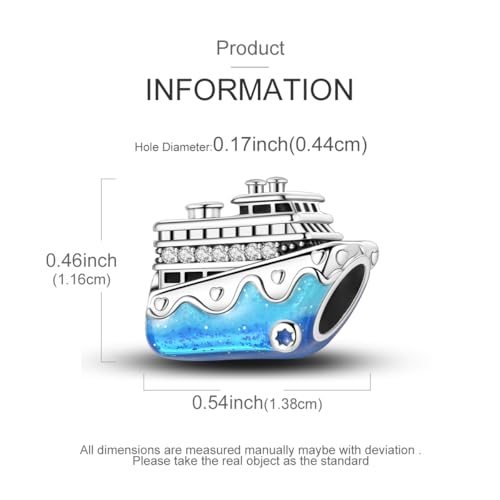 NARMO 925 Sterling Silver Charm Bead for Bracelets Silver Charms for Women - color: Blue Cruise