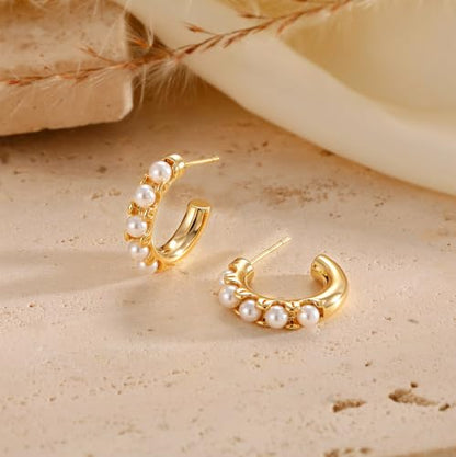 Robaice Chunky Huggie Earring for Women，14K Gold Plated Hoop Earrings | Gold Huggie 925 Sterling Silver Post Earrings, Statement Trendy Hoop Earring，Fashion Lightweight Jewelry Gifts for Women - color: Gold-B