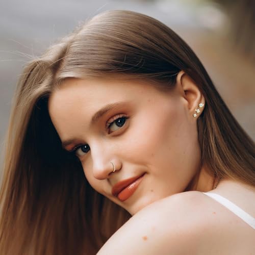 23-40 Pcs Gold Nose Rings & Studs - 18G & 20G Nose Piercing Jewelry - L Shape, Hoop & Screw Body Jewelry for Women & Men - color: Gold-18/20G-11Pcs