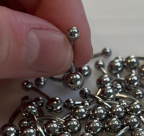 316L Surgical Steel Belly Button Ring - 14GA & 16GA Belly Rings with Interchangeable Balls - Available in 6mm, 8mm, 10mm, 11mm, 12mm Lengths - style: 14G - 10mm Length - 4x6mm Balls