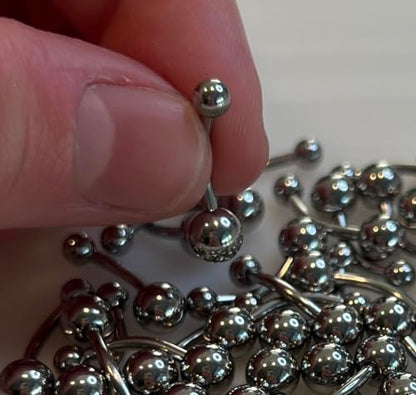 316L Surgical Steel Belly Button Ring - 14GA & 16GA Belly Rings with Interchangeable Balls - Available in 6mm, 8mm, 10mm, 11mm, 12mm Lengths - style: 14G - 10mm Length - 4x6mm Balls
