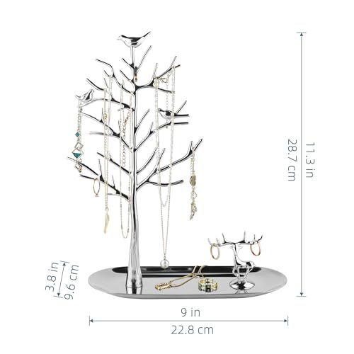 MORE&LESS Tree and Deer Jewelry Rack,for Ring Earrings Necklace Bracelet,Suitable for living rooms, bathrooms,offices,etc. - color: C Tree&Deer