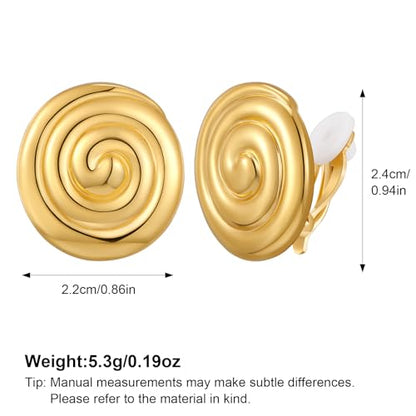 MUYAN Dainty Chunky Clip On Earrings for Women Multiple Styles Gold Silver Retro Clip Earrings - color: Gold