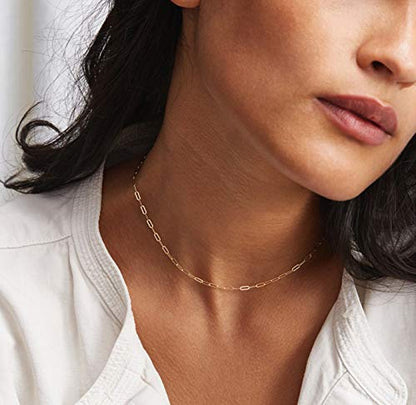 Lcherry Dainty Choker Necklace for Women 14K Gold Plated Choker Necklace Gifts for Her - color: 'Paperclip Choker