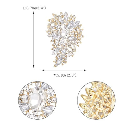 EVER FAITH Women's Austrian Crystal Wedding Flower Leaf Bouquet Brooch - color: Clear Gold-Plated-Base