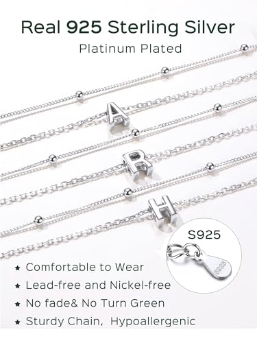 ChicSilver Ankle Bracelets for Women Waterproof, 925 Sterling Silver Initial Anklets for Women, Adjustable Dainty Layered Anklet Beach Jewelry for Women Mom Wife Friend - style: Silver-M