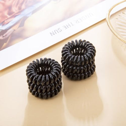 6-Pack Spiral Hair Bands, Stretchable Coil Hair Elastics for Women, Non-Damaging Plastic Hair Elastics - color: 6Pcs Black, size: 6 Pcs