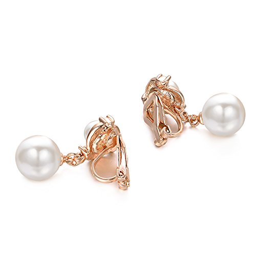 Yoursfs Pearl Dangle Clip On Earrings for Women Vintage Faux Pearl Earrings Non Pierced Crystal Earring - style: Pearl Vintage Dangle Clip On Earrings