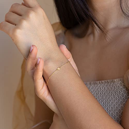 VRIUA Dainty Gold Bracelets for Women, 14K Gold Plated Layered Bracelet Simple Sparkle Twisted Chain Bracelets Adjustable Diamond Bracelets Set Gold Jewelry for Women - color: Heart gold
