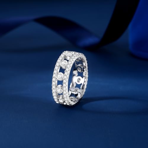 Moissanite Eternity Ring for Women Round Cut D Color VVS1 Moissanite Wedding Band, S925 Sterling Silver 18K White Gold Plated Promise Engagement Rings for Women - style: 1.548CTTW Half Eternity Band