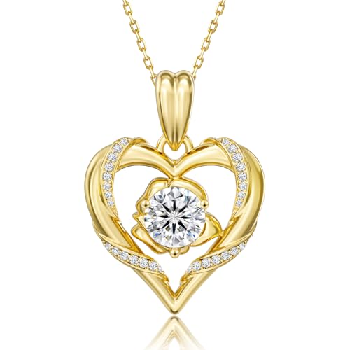 KRKC Moissanite Heart Necklace for Women