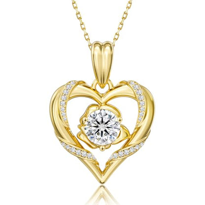 KRKC Moissanite Heart Necklace for Women