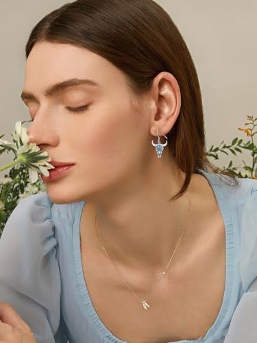 Dorunmo s925 Sterling Silver Western Dangle Drop Earrings Birthday Jewelry Gifts for Women - style: Turquoise Cow