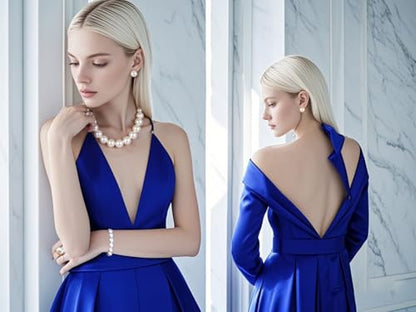 Prom Jewelry Set for Women Pearl Jewelry Sets Pearls Necklace Earrings Bracelet Ring Sets Faux Pearls Bridesmaid Bridal Wedding Prom Outfits Jewelry Sets - color: White