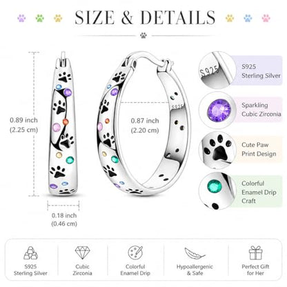 NARMO 925 Sterling Silver Hoops Colorful Pet Claws Earrings for Women | 14K Gold Plated Hoop Earrings - color: Silver