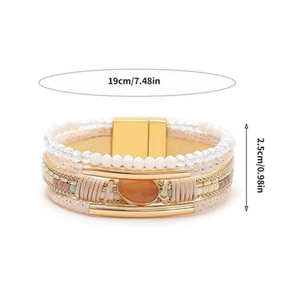 Bangle Styles Crystals Bead for Women Multiple Layer Stackable Jewelry Gift - color: E