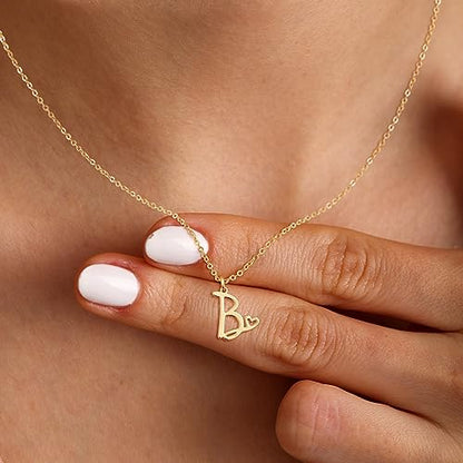 Tewiky Initial Necklace for Women-14k Gold Plated Dainty Letter Necklaces | Trendy Cute Custom Personalized Monogram Necklaces - color: gold, style: B