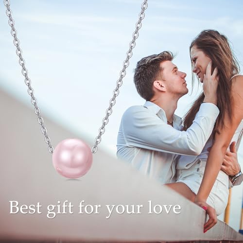 925 Sterling Silver Black Pearl Necklace Choker Jewelry Birthday Gifts for Women - style: Pink Pearl