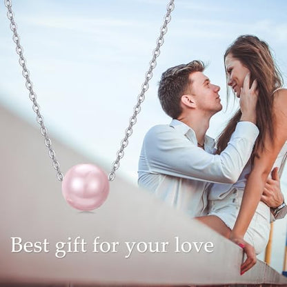 925 Sterling Silver Black Pearl Necklace Choker Jewelry Birthday Gifts for Women - style: Pink Pearl