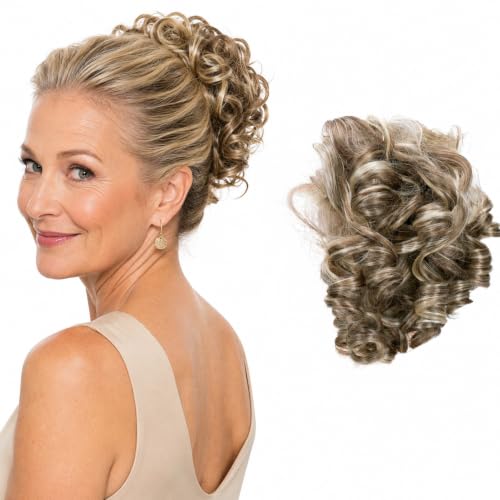 CAISHA Jumbo Hairpiece Scrunchy Updo Voluminous Curly Messy Bun Brown Blond Mix G8L - color: brown blond mix #12H88 G8L