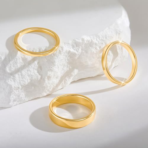 Cicy Bell Stackable Rings for Women 18K Gold Plated Non Tarnish Ring Set | Dainty Cubic Zirconia,Promise Wedding Engagement Rings, Statement Thin Rings,Trendy Jewelry Gifts - color: Gold-Style E, size: 8
