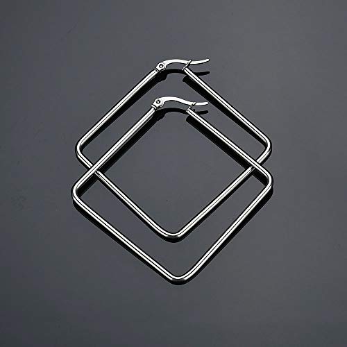 Square Star Hoop Earrings for Women Stainless Steel 40mm diameter - style: Square