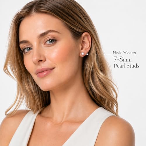 Cultured Pearl Stud Earrings for Women, Sterling Silver Hypoallergenic Gift - color: lavender, size: 10mm