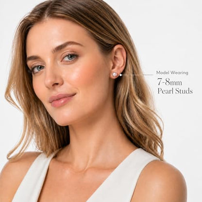 Cultured Pearl Stud Earrings for Women, Sterling Silver Hypoallergenic Gift - color: lavender, size: 10mm