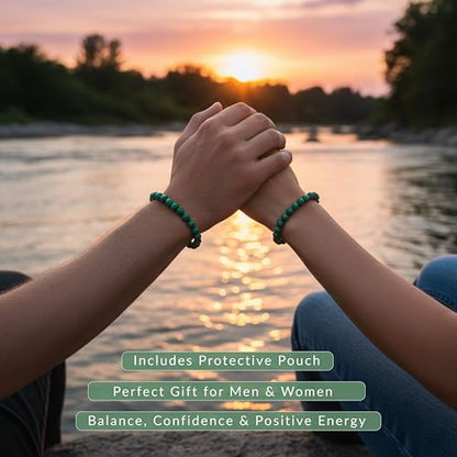 Cherry Tree Collection Tigers Eye Bracelets Plus Over 40 Other Stones – Gemstone Beads for Men & Women, Promotes Protection, Courage, Focus, Balance & Luck – Available in S, M, L with 8mm Round Beads - color: African Turquoise, size: Small