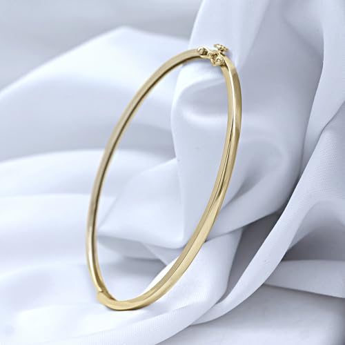 Classic Plain Design & 7 inch Bangle Bracelet for Women | Metal: Sterling Silver|Stone: Moissanite - color: Classic Plain