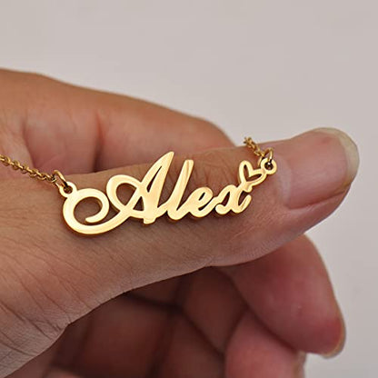 HUAN XUN Custom Name Necklace for Women Stainless Steel Customized Jewelry | 18k Gold Plated Nameplate Heart Pendant,Adjustable Delicate Chain,Personalized Gifts for Mother Day Christmas Birthday - color: Aliyah - Gold