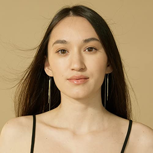 14K Gold Plated Threader Dangle Earrings Long Tassel Earrings Wedding Prom Earrings for Women Bridal - style: chain
