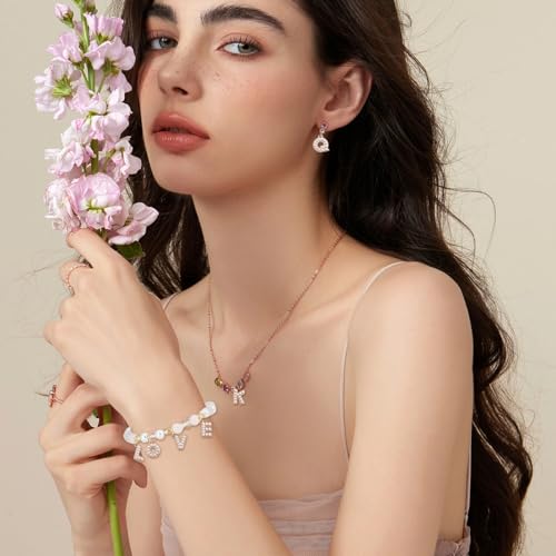 26PCS Pearl Letter Charms A-Z Alphabet Pendants for Making Jewelry 18K Gold Initial Charm Trendy Slider Pearls Capital Beads for Bracelet Necklace Choker Earrings DIY Crafts Anniversary Birthday Gifts - color: Gold