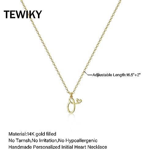 Tewiky Initial Necklace for Women-14k Gold Plated Dainty Letter Necklaces | Trendy Cute Custom Personalized Monogram Necklaces - color: gold, style: O